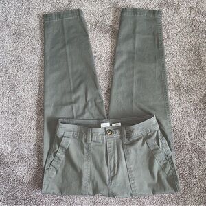 Olive Green Ankle Trouser With Utility Pockets